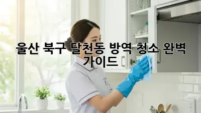 울산 북구 달천동 방역 청소: 완벽 가이드